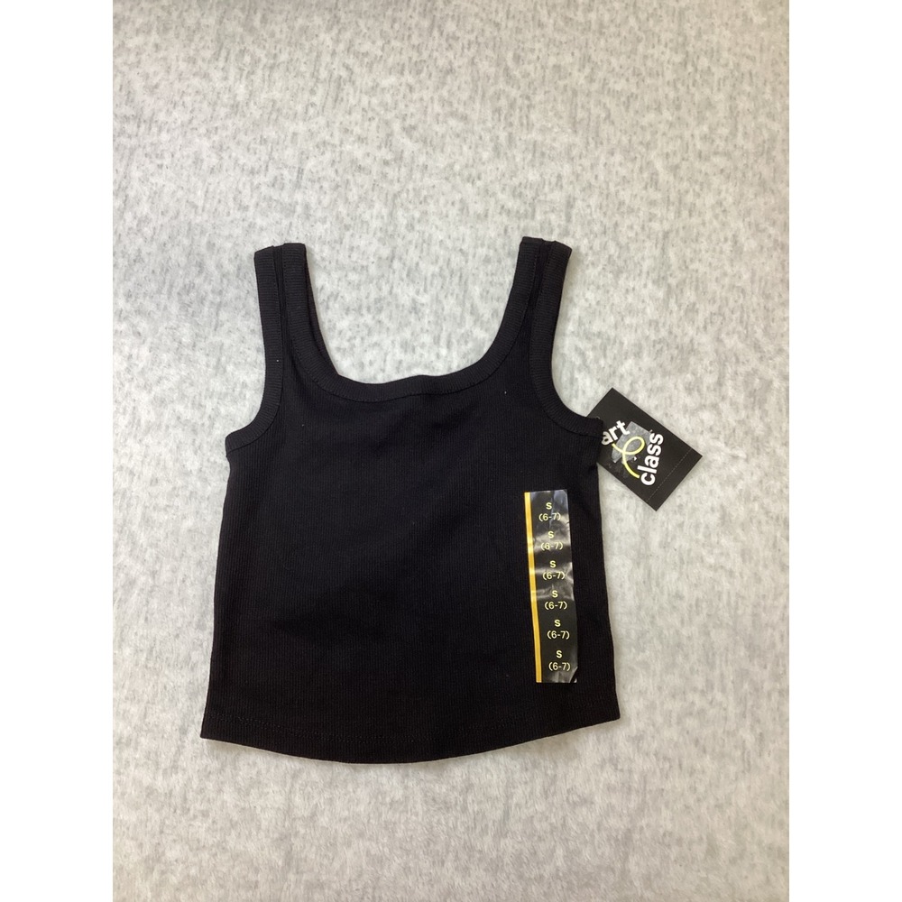 Art Class Girls Black Ribbed Tank Top Scoop Neck Sleeveless Shirt Size S 6-7 NWT